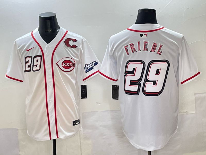 Men 2025 Cincinnati Reds #29 Friedl White Nike 2025 MLB Jersey 04